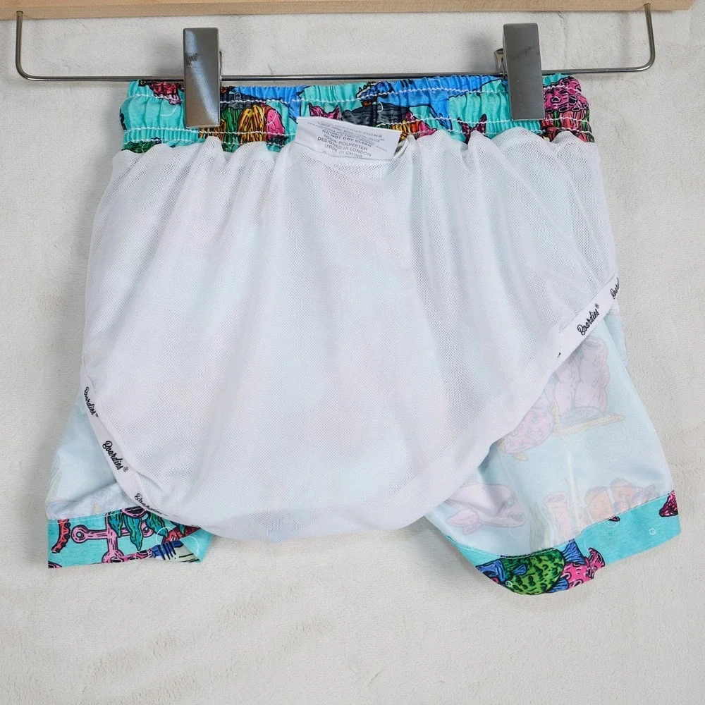 Boardies Apparel Kids Aqua Blue Sea Creature Liner Swim Trunks Size 1-2 Years